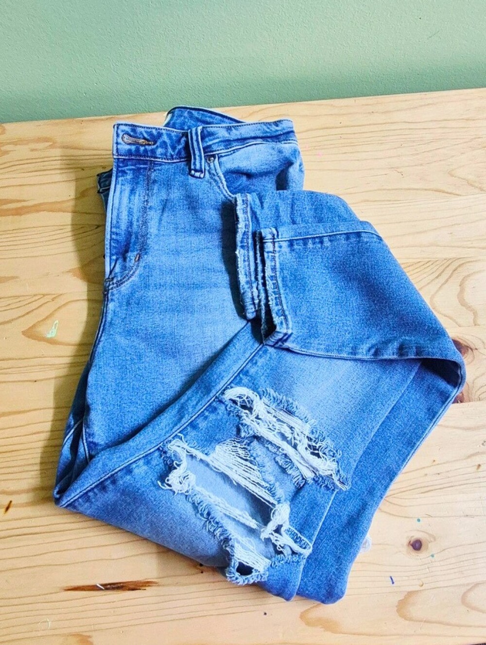 Abercrombie & Fitch Light Blue High-Rise Distressed Jeans